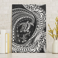 Hawaiian Turtle and Shark Canvas Wall Art Kakau Tribal with Polynesian Pattern Black Color LT03 Without Frame Black - Polynesian Pride