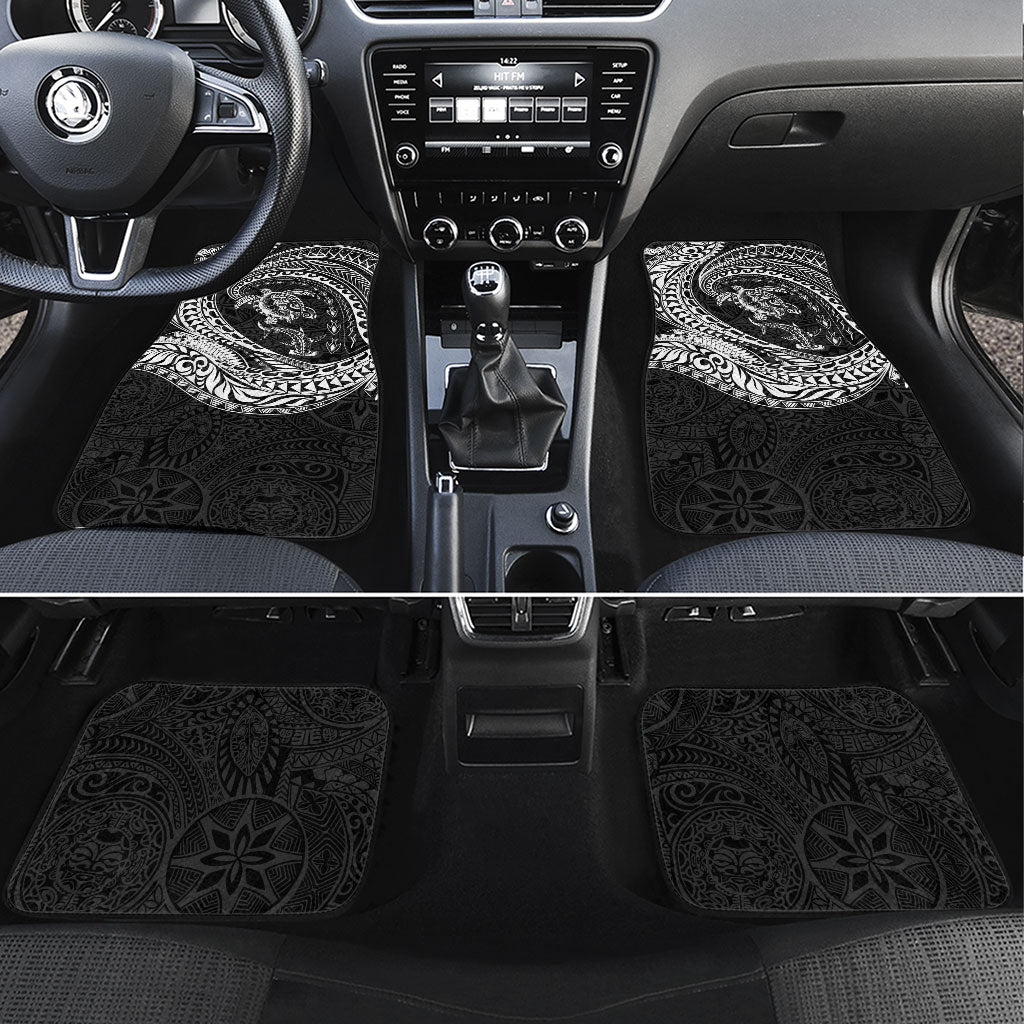 Hawaiian Turtle and Shark Car Mats Kakau Tribal with Polynesian Pattern Black Color LT03 Set 4pcs Black - Polynesian Pride