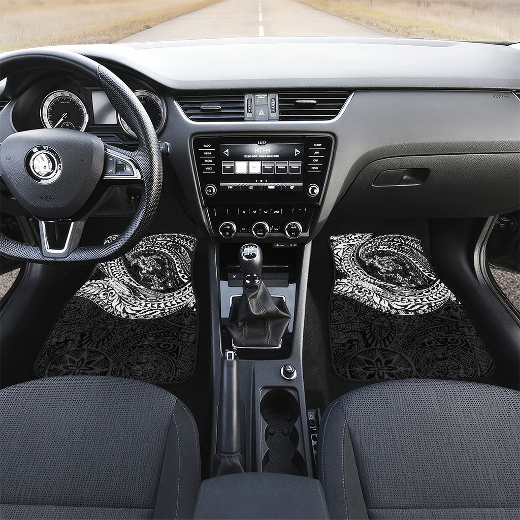 Hawaiian Turtle and Shark Car Mats Kakau Tribal with Polynesian Pattern Black Color LT03 Set 2pcs - Front Black - Polynesian Pride