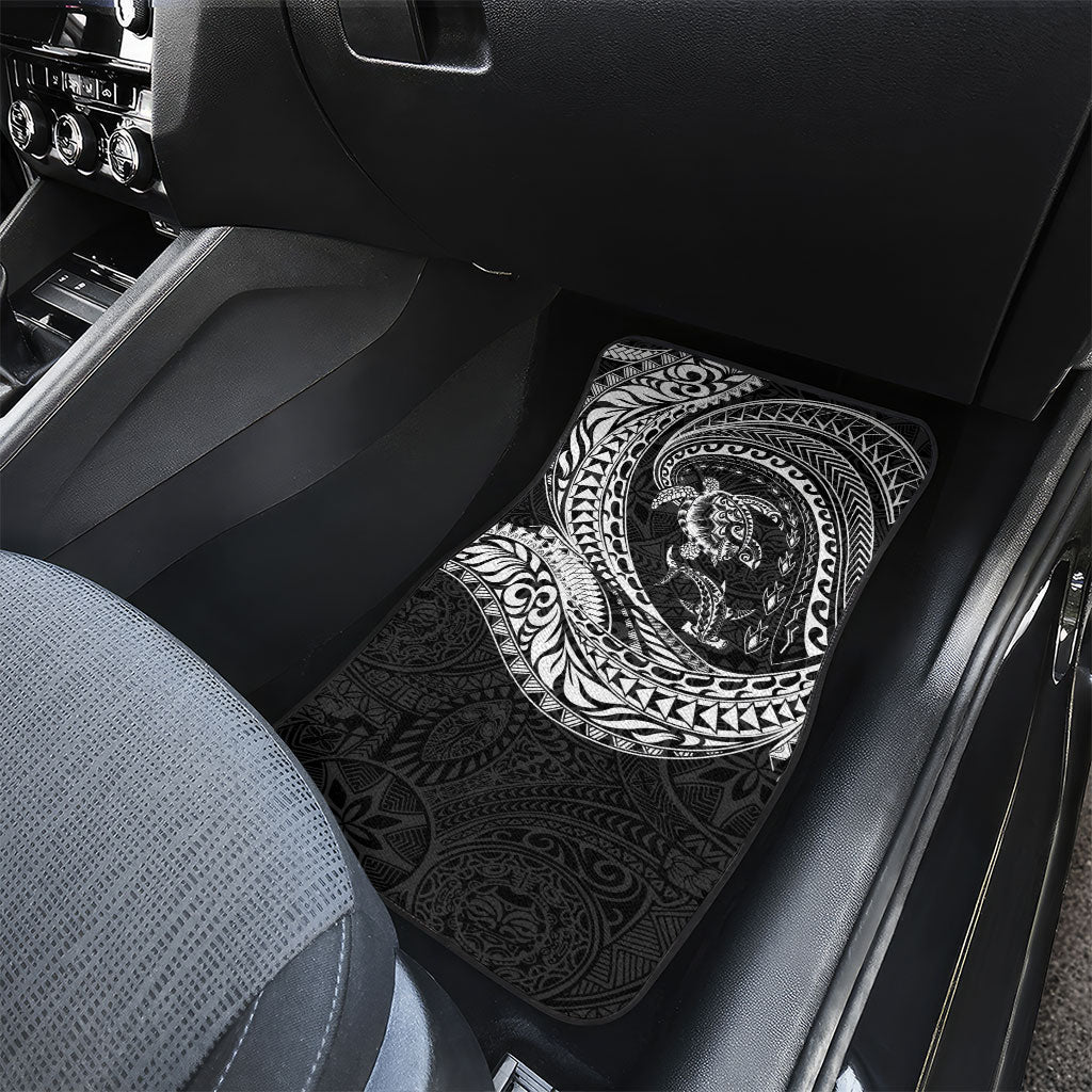 Hawaiian Turtle and Shark Car Mats Kakau Tribal with Polynesian Pattern Black Color LT03 - Polynesian Pride