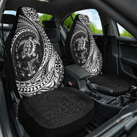 Hawaiian Turtle and Shark Car Seat Cover Kakau Tribal with Polynesian Pattern Black Color LT03 One Size Black - Polynesian Pride