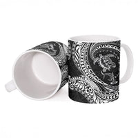 Hawaiian Turtle and Shark Ceramic Mug Kakau Tribal with Polynesian Pattern Black Color LT03 - Polynesian Pride