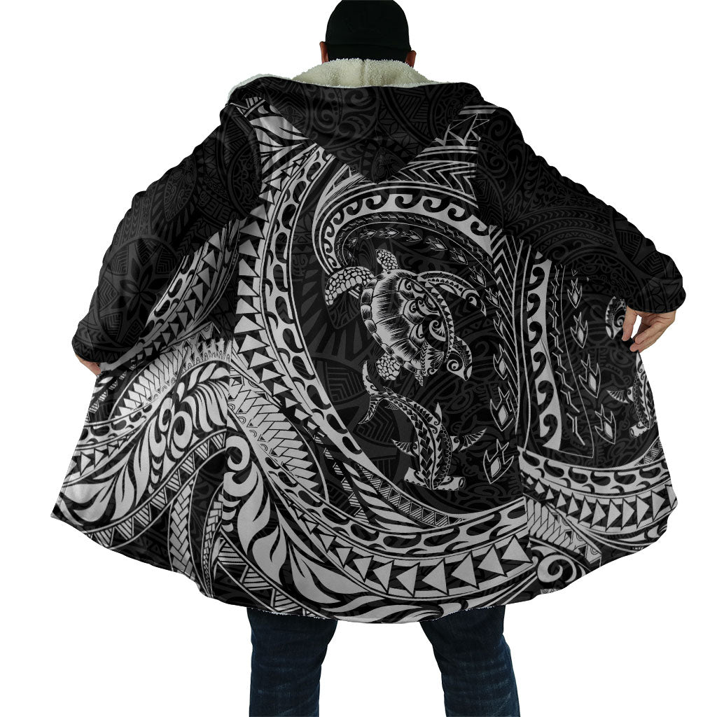 Hawaiian Turtle and Shark Cloak Kakau Tribal with Polynesian Pattern Black Color LT03 - Polynesian Pride
