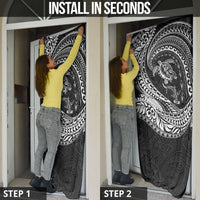 Hawaiian Turtle and Shark Door Cover Kakau Tribal with Polynesian Pattern Black Color LT03 - Polynesian Pride