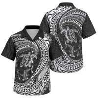 Hawaiian Turtle and Shark Family Matching Tank Maxi Dress and Hawaiian Shirt Kakau Tribal with Polynesian Pattern Black Color LT03 Son's Shirt Black - Polynesian Pride