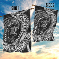 Hawaiian Turtle and Shark Garden Flag Kakau Tribal with Polynesian Pattern Black Color LT03 - Polynesian Pride