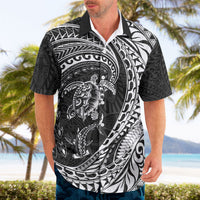 Hawaiian Turtle and Shark Hawaiian Shirt Kakau Tribal with Polynesian Pattern Black Color LT03 - Polynesian Pride