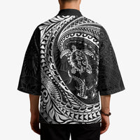 Hawaiian Turtle and Shark Kimono Kakau Tribal with Polynesian Pattern Black Color LT03 - Polynesian Pride