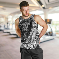 Hawaiian Turtle and Shark Men Tank Top Kakau Tribal with Polynesian Pattern Black Color LT03 Black - Polynesian Pride