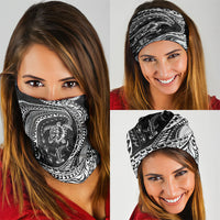 Hawaiian Turtle and Shark Neck Gaiter Kakau Tribal with Polynesian Pattern Black Color LT03 - Polynesian Pride