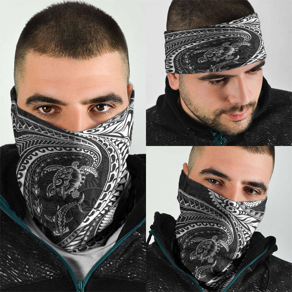 Hawaiian Turtle and Shark Neck Gaiter Kakau Tribal with Polynesian Pattern Black Color LT03 - Polynesian Pride