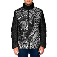 Hawaiian Turtle and Shark Padded Jacket Kakau Tribal with Polynesian Pattern Black Color LT03 Men Black - Polynesian Pride