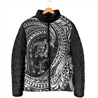 Hawaiian Turtle and Shark Padded Jacket Kakau Tribal with Polynesian Pattern Black Color LT03 - Polynesian Pride