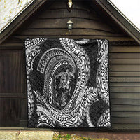 Hawaiian Turtle and Shark Quilt Kakau Tribal with Polynesian Pattern Black Color LT03 - Polynesian Pride