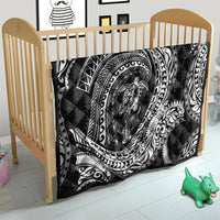 Hawaiian Turtle and Shark Quilt Kakau Tribal with Polynesian Pattern Black Color LT03 - Polynesian Pride