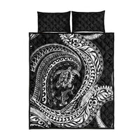 Hawaiian Turtle and Shark Quilt Bed Set Kakau Tribal with Polynesian Pattern Black Color LT03 - Polynesian Pride