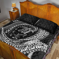 Hawaiian Turtle and Shark Quilt Bed Set Kakau Tribal with Polynesian Pattern Black Color LT03 - Polynesian Pride