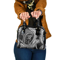 Hawaiian Turtle and Shark Shoulder Handbag Kakau Tribal with Polynesian Pattern Black Color LT03 One Size Black - Polynesian Pride