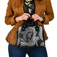 Hawaiian Turtle and Shark Shoulder Handbag Kakau Tribal with Polynesian Pattern Black Color LT03 - Polynesian Pride