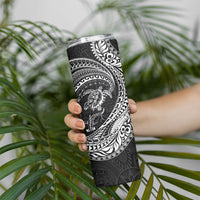 Hawaiian Turtle and Shark Skinny Tumbler Kakau Tribal with Polynesian Pattern Black Color LT03 - Polynesian Pride