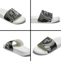 Hawaiian Turtle and Shark Slide Sandals Kakau Tribal with Polynesian Pattern Black Color LT03 - Polynesian Pride
