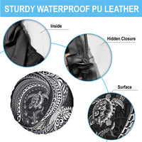 Hawaiian Turtle and Shark Spare Tire Cover Kakau Tribal with Polynesian Pattern Black Color LT03 - Polynesian Pride