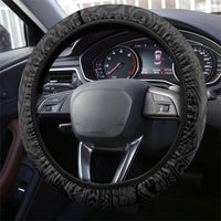 Hawaiian Turtle and Shark Steering Wheel Cover Kakau Tribal with Polynesian Pattern Black Color LT03 - Polynesian Pride