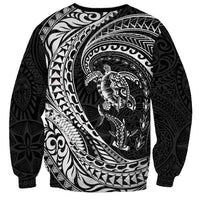 Hawaiian Turtle and Shark Sweatshirt Kakau Tribal with Polynesian Pattern Black Color LT03 - Polynesian Pride