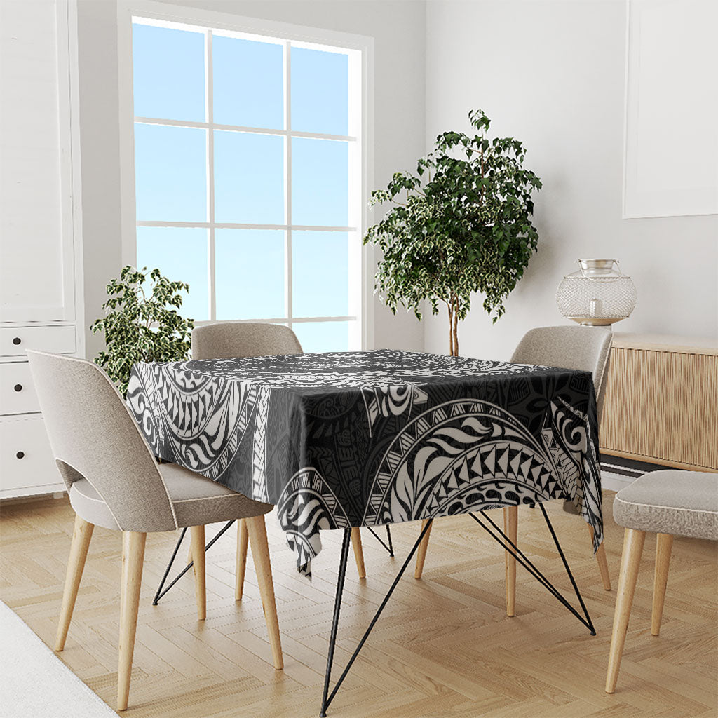 Hawaiian Turtle and Shark Tablecloth Kakau Tribal with Polynesian Pattern Black Color LT03 - Polynesian Pride