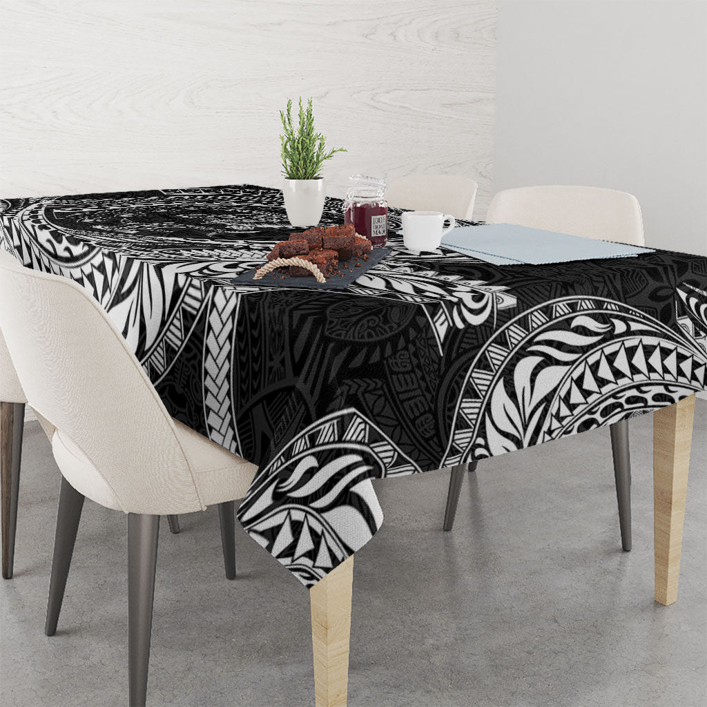 Hawaiian Turtle and Shark Tablecloth Kakau Tribal with Polynesian Pattern Black Color LT03 - Polynesian Pride