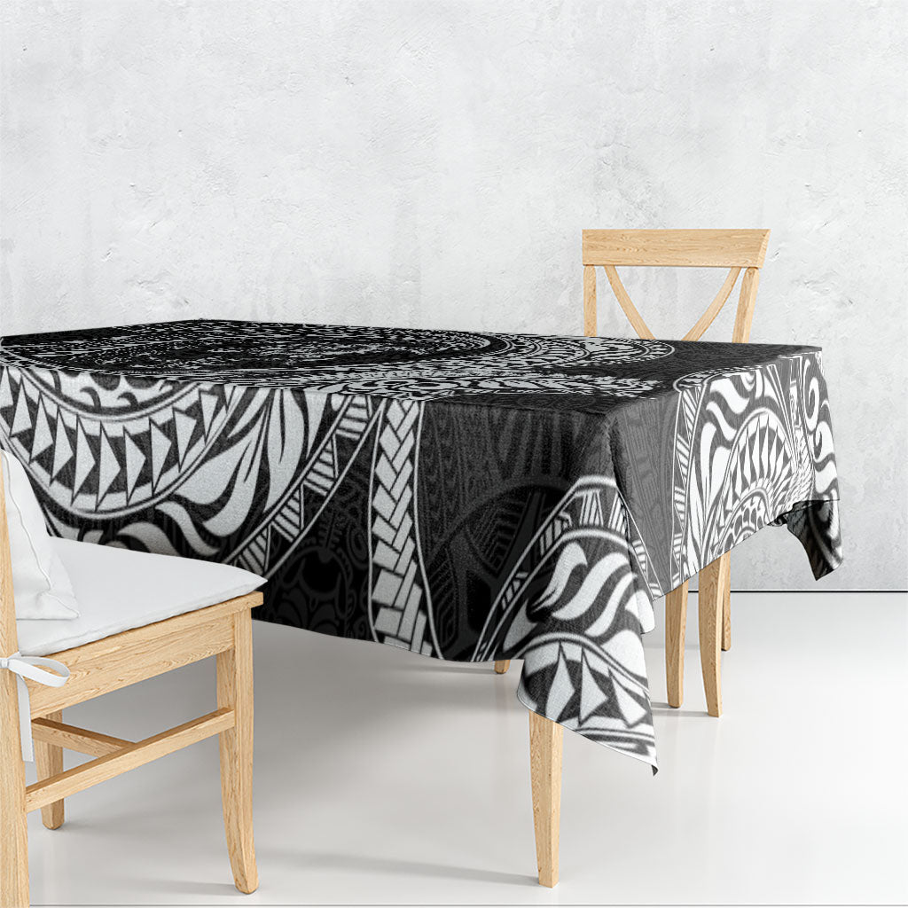 Hawaiian Turtle and Shark Tablecloth Kakau Tribal with Polynesian Pattern Black Color LT03 - Polynesian Pride