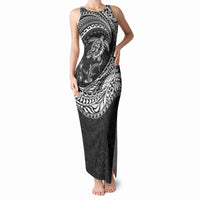 Hawaiian Turtle and Shark Tank Maxi Dress Kakau Tribal with Polynesian Pattern Black Color LT03 Women Black - Polynesian Pride