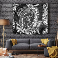 Hawaiian Turtle and Shark Tapestry Kakau Tribal with Polynesian Pattern Black Color LT03 Black - Polynesian Pride