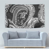 Hawaiian Turtle and Shark Tapestry Kakau Tribal with Polynesian Pattern Black Color LT03 - Polynesian Pride