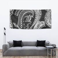 Hawaiian Turtle and Shark Tapestry Kakau Tribal with Polynesian Pattern Black Color LT03 - Polynesian Pride