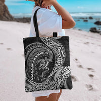 Hawaiian Turtle and Shark Tote Bag Kakau Tribal with Polynesian Pattern Black Color LT03 - Polynesian Pride