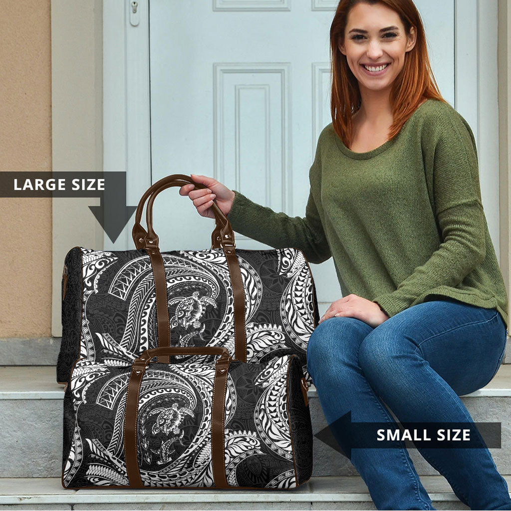 Hawaiian Turtle and Shark Travel Bag Kakau Tribal with Polynesian Pattern Black Color LT03 - Polynesian Pride