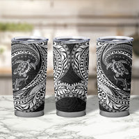 Hawaiian Turtle and Shark Tumbler Cup Kakau Tribal with Polynesian Pattern Black Color LT03 - Polynesian Pride