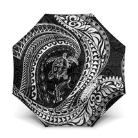 Hawaiian Turtle and Shark Umbrella Kakau Tribal with Polynesian Pattern Black Color LT03 One Size Folded 11.42 inch Opened Diameter 37.4 inch Black - Polynesian Pride