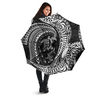 Hawaiian Turtle and Shark Umbrella Kakau Tribal with Polynesian Pattern Black Color LT03 - Polynesian Pride