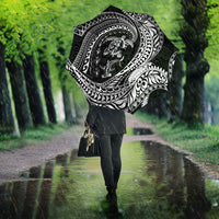 Hawaiian Turtle and Shark Umbrella Kakau Tribal with Polynesian Pattern Black Color LT03 - Polynesian Pride