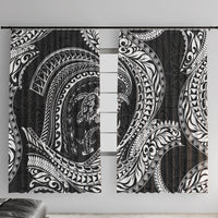 Hawaiian Turtle and Shark Window Curtain Kakau Tribal with Polynesian Pattern Black Color LT03 With Hooks Black - Polynesian Pride