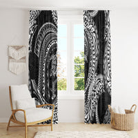 Hawaiian Turtle and Shark Window Curtain Kakau Tribal with Polynesian Pattern Black Color LT03 - Polynesian Pride