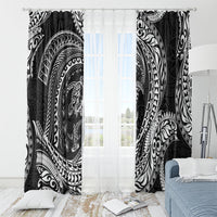Hawaiian Turtle and Shark Window Curtain Kakau Tribal with Polynesian Pattern Black Color LT03 - Polynesian Pride