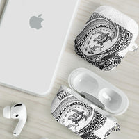 Hawaiian Turtle and Shark AirPods Case Kakau Tribal with Polynesian Pattern White Color LT03 - Polynesian Pride