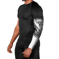 Hawaiian Turtle and Shark Arm Sleeves Kakau Tribal with Polynesian Pattern White Color LT03 - Polynesian Pride