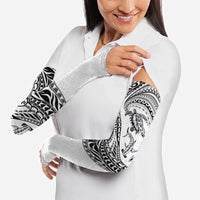 Hawaiian Turtle and Shark Arm Sleeves Kakau Tribal with Polynesian Pattern White Color LT03 - Polynesian Pride