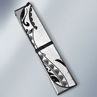 Hawaiian Turtle and Shark Auto Sun Shade Kakau Tribal with Polynesian Pattern White Color LT03 - Polynesian Pride