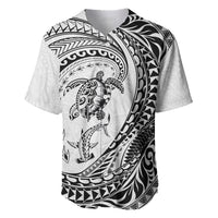 Hawaiian Turtle and Shark Baseball Jersey Kakau Tribal with Polynesian Pattern White Color LT03 White - Polynesian Pride