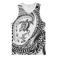 Hawaiian Turtle and Shark Basketball Jersey Kakau Tribal with Polynesian Pattern White Color LT03 Unisex White - Polynesian Pride